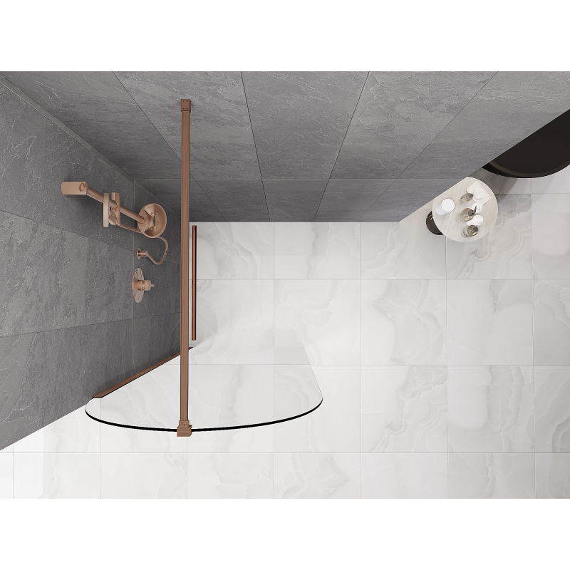 Mexen Kioto-Q dušo sienelė Walk-in 90 x 200 cm, permatomas 8 mm, šlifuotas varis - 800-090-101-65-00-Q