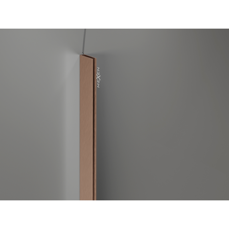 Mexen Kioto-Q dušo sienelė Walk-in 90 x 200 cm, permatomas 8 mm, šlifuotas varis - 800-090-101-65-00-Q