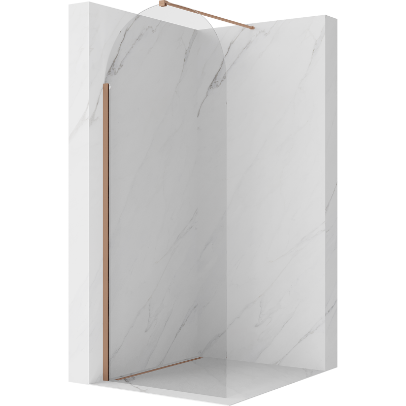 Mexen Kioto-Q dušo sienelė Walk-in 90 x 200 cm, permatomas 8 mm, šlifuotas varis - 800-090-101-65-00-Q