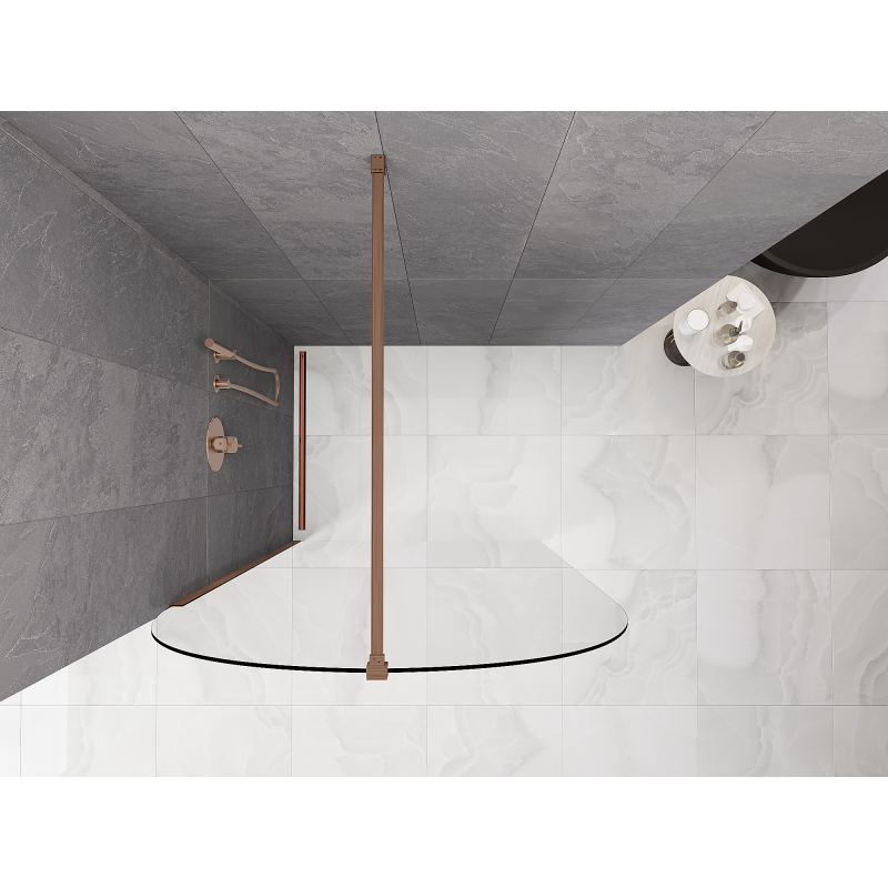 Mexen Kioto-Q Dušo sienelė Walk-in 110 x 200 cm, skaidri 8 mm, šlifuota varis - 800-110-101-65-00-Q