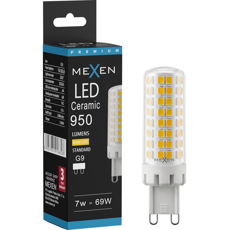 Mexen Aura LED lemputė G9, 7W, Šilta - 3000K, 950 lm - L121-G9-0730-01