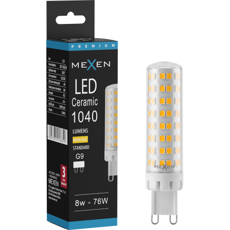 Mexen Aura LED Lemputė G9, 8W, Šilta - 3000K, 1040 lm - L121-G9-0830-01