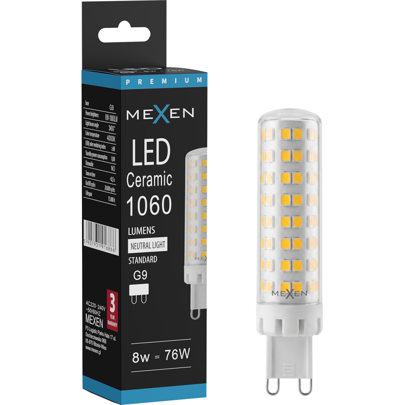 Mexen Aura LED lemputė G9, 8W, Neutralus - 4000K, 1060 lm - L121-G9-0840-01
