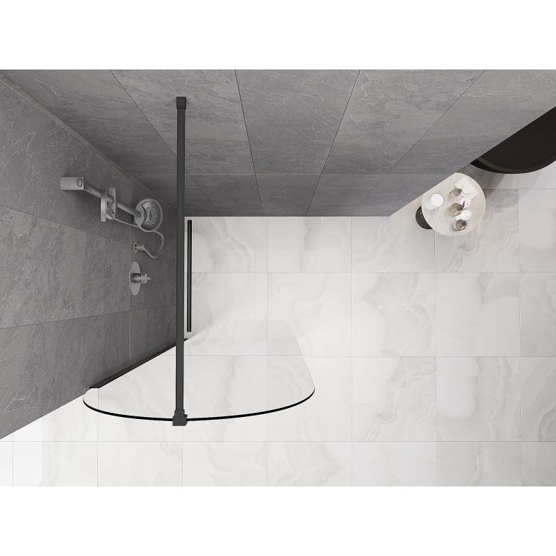 Mexen Kioto-Q dušo pertvara Walk-in 90 x 200 cm, skaidri 8 mm, ginklų pilka šlifuota - 800-090-101-66-00-Q