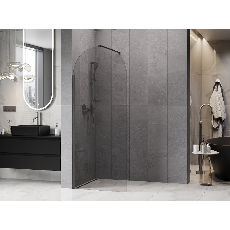 Mexen Kioto-Q dušo pertvara Walk-in 90 x 200 cm, skaidri 8 mm, ginklų pilka šlifuota - 800-090-101-66-00-Q