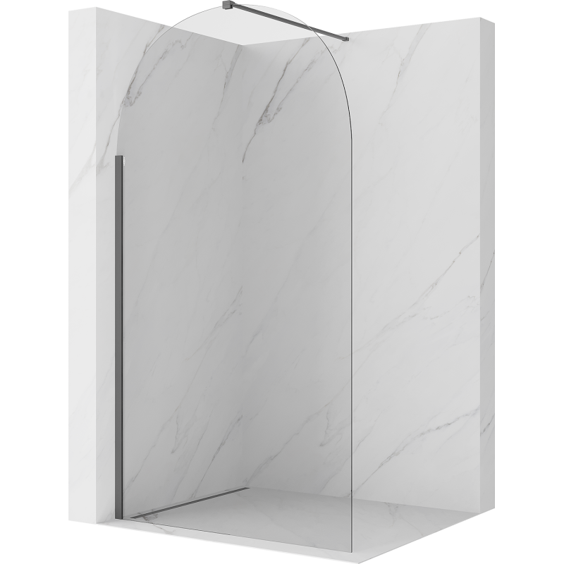 Mexen Kioto-Q dušo sienelė Walk-in 100 x 200 cm, 8 mm skaidri, šepetėluotas ginklo pilkas - 800-100-101-66-00-Q