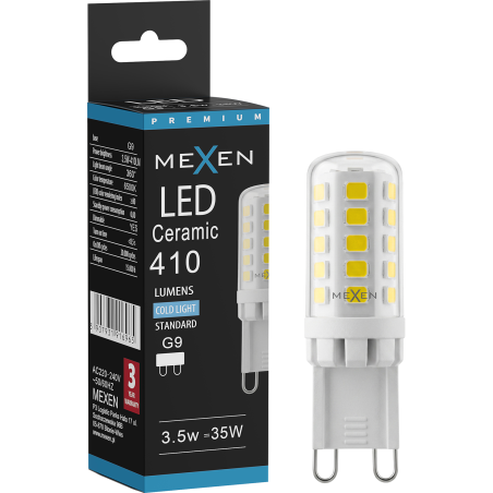 Mexen Aura LED lemputė, reguliuojama G9, 3,5W, Šaltai balta - 6500K, 410 lm - L122-G9-0365-01