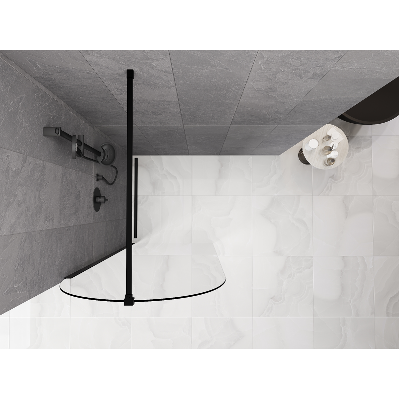 Mexen Kioto-Q Dušo sienelė Walk-in 90 x 200 cm, permatoma 8 mm, juoda - 800-090-101-70-00-Q