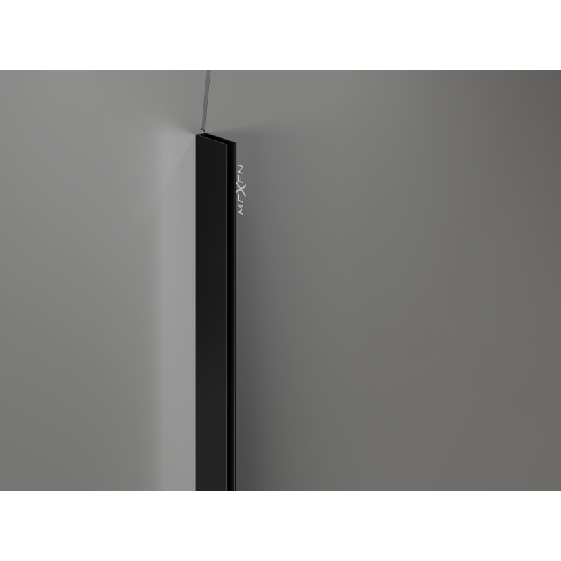 Mexen Kioto-Q Dušo sienelė Walk-in 90 x 200 cm, permatoma 8 mm, juoda - 800-090-101-70-00-Q