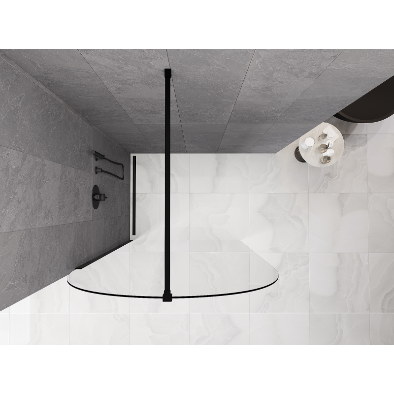 Mexen Kioto-Q Sienelė dušo Walk-in 100 x 200 cm, permatoma 8 mm, juoda - 800-100-101-70-00-Q