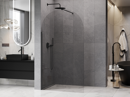Mexen Kioto-Q dušo sienelė Walk-in 110 x 200 cm, permatoma 8 mm, juoda - 800-110-101-70-00-Q