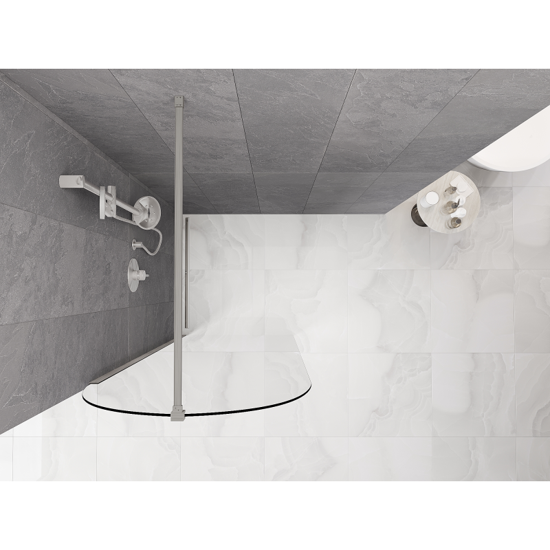 Mexen Kioto-Q Dušo panelis Walk-in 80 x 200 cm, skaidrus 8 mm, šlifuotas nikelis - 800-080-101-97-00-Q