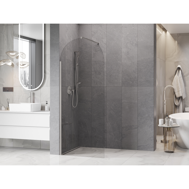 Mexen Kioto-Q Dušo panelis Walk-in 80 x 200 cm, skaidrus 8 mm, šlifuotas nikelis - 800-080-101-97-00-Q