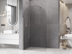 Mexen Kioto-Q Dušo siena Walk-in 100 x 200 cm, permatoma 8 mm, šlifuotas nikelis - 800-100-101-97-00-Q