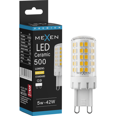 Mexen Aura LED lemputė, kurią galima pritemdyti, G9, 5W, šalta - 6500K, 520 lm - L122-G9-0565-01