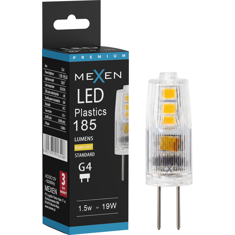 Mexen Oris LED lemputė G4, 1,5W, Šilta - 3000K, 185 lm - L115-G4-0130-01