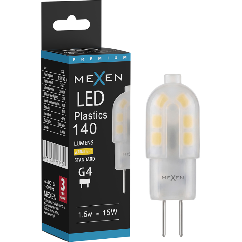 Mexen Oris LED lemputė G4, 1,5W, Šilta - 3000K, 140 lm - L115-G4-0130-03
