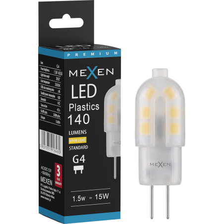 Mexen Oris LED lemputė G4, 1,5W, Šilta - 3000K, 140 lm - L115-G4-0130-03