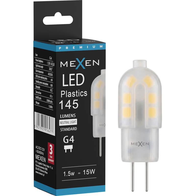 Mexen Oris LED lemputė G4, 1,5W, Neutralus - 4000K, 145 lm - L115-G4-0140-03