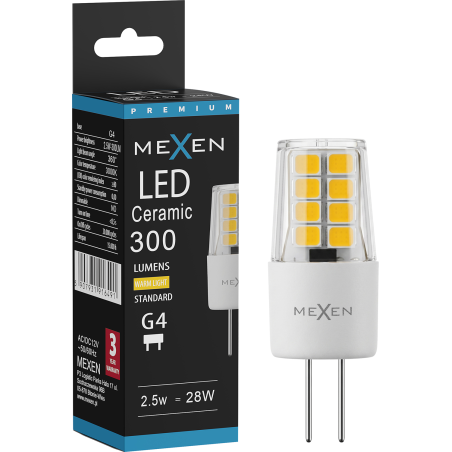 Mexen Oris LED lemputė G4, 2,5W, Šilta - 3000K, 300 lm - L115-G4-0230-01