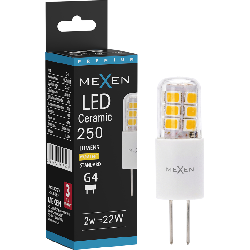 Mexen Oris LED lemputė G4, 2W, Šilta - 3000K, 250 lm - L115-G4-0230-02