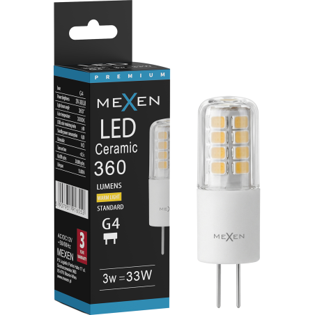Mexen Oris LED lemputė G4, 3W, Šilta - 3000K, 360 lm - L115-G4-0330-01
