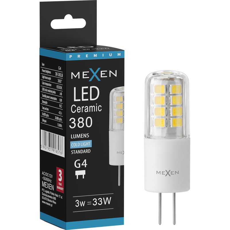 Mexen Oris LED lemputė G4, 3W, Šalta - 6500K, 380 lm - L115-G4-0365-01