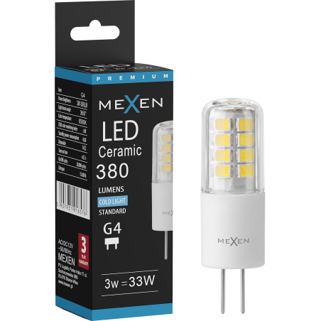 Mexen Oris LED lemputė G4, 3W, Šalta - 6500K, 380 lm - L115-G4-0365-01