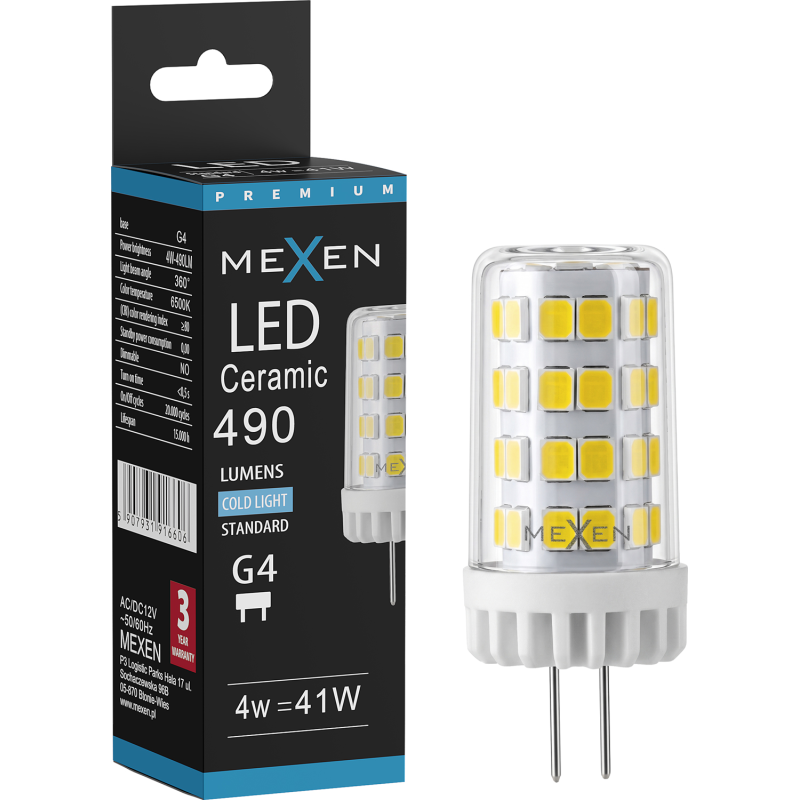 Mexen Oris LED lemputė G4, 4W, Šalta - 6500K, 490 lm - L115-G4-0465-01