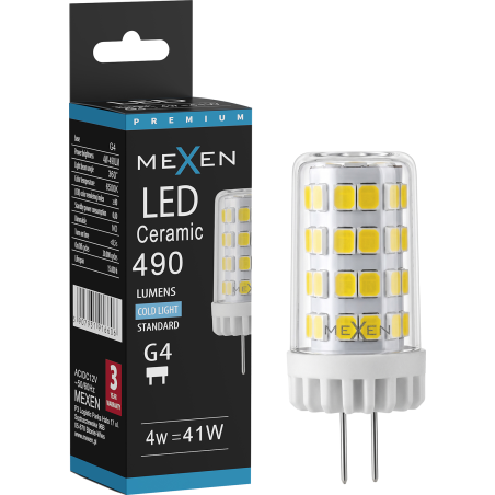 Mexen Oris LED lemputė G4, 4W, Šalta - 6500K, 490 lm - L115-G4-0465-01