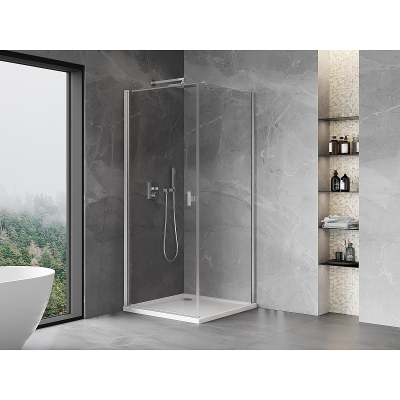 Mexen Mist-B 75 x 75 cm lenkimo dušo kabina, permatomas, šlifuotas nikelis - 8A2T-075-075-97-00