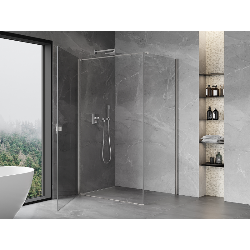 Mexen Mist-B pakreipiamas dušo kabinas 70 x 95 cm, skaidrus, šlifuotas nikelis - 8A2T-070-095-97-00