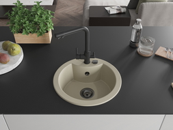 Mexen Diego granitinis vienos sekcijos praustuvė su virtuviniu maišytuvu Duero, smėlinis - 6512-69-671600-70