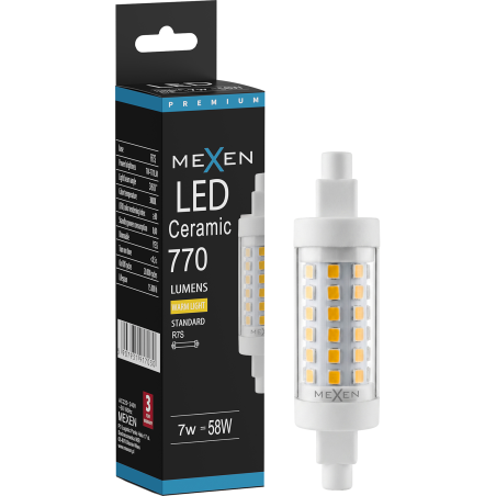 Mexen Vega LED lemputė R7S, 7W, Šilta - 3000K, 770 lm - L125-R7S-0730-01