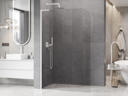 Mexen Kioto-P L dušo siena Walk-in 100 x 200 cm, permatomas 8 mm, balta - 800-100-103-20-00-P