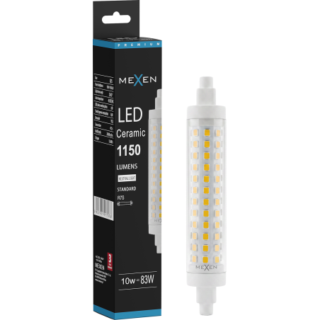Mexen Vega LED lemputė su reguliuojamu ryškumu R7S, 10W, neutrali - 4000K, 1150 lm - L125-R7S-1040-02