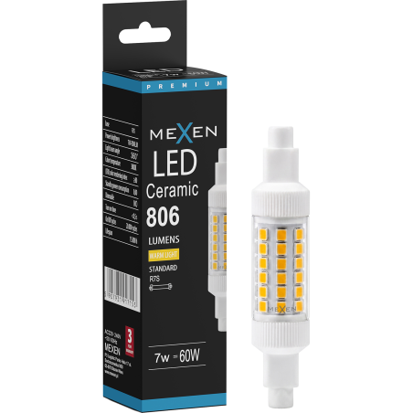 Mexen Vega LED lemputė R7S, 7W, Šilta - 3000K, 806 lm - L126-R7S-0730-01