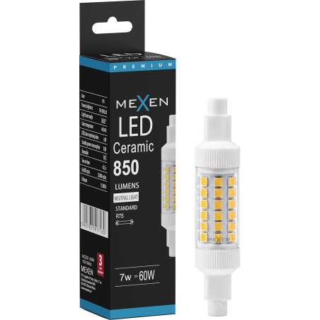 Mexen Vega LED lemputė R7S, 7W, Neutrali - 4000K, 850 lm - L126-R7S-0740-01