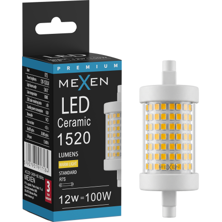 Mexen Vega LED lemputė R7S, 12W, Šilta - 3000K, 1520 lm - L126-R7S-1230-01