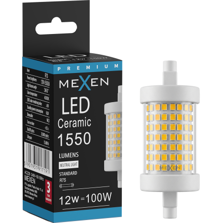 Mexen Vega LED lemputė R7S, 12W, Neutrali - 4000K, 1550 lm - L126-R7S-1240-01