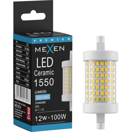 Mexen Vega LED Lemputė R7S, 12W, Šaltas - 6500K, 1550 lm - L126-R7S-1265-01