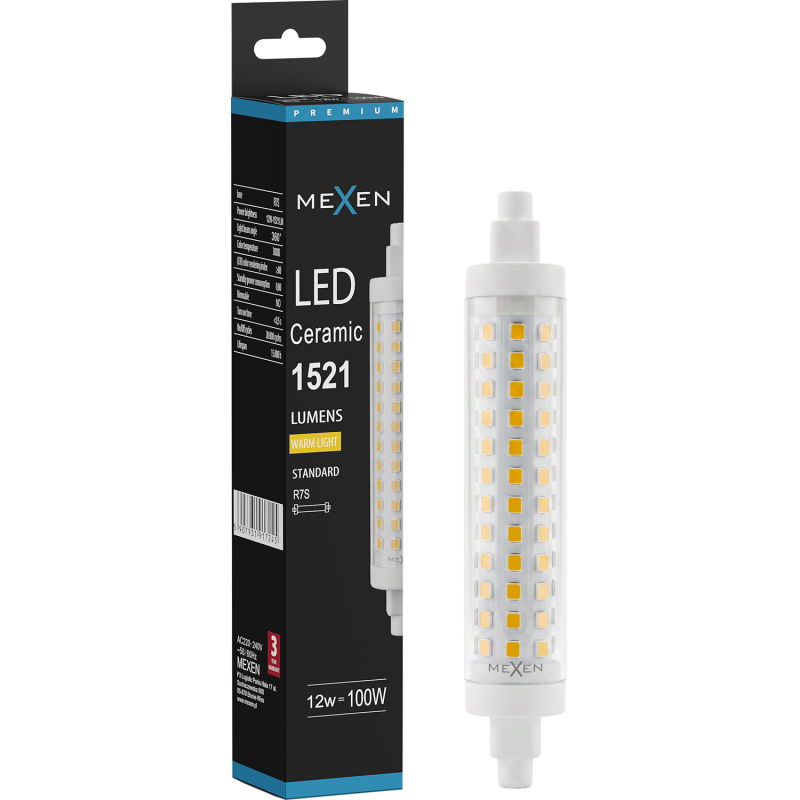 Mexen Vega LED lemputė R7S, 12W, Šilta - 3000K, 1521 lm - L126-R7S-1230-02