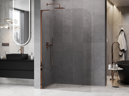Mexen Kioto-P L Dušo sienelė Walk-in 100 x 200 cm, skaidri 8 mm, rožinis auksas - 800-100-103-60-00-P