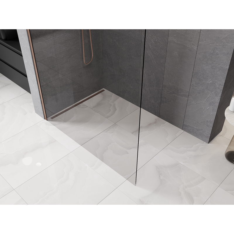 Mexen Kioto-P L dušo sienelė Walk-in 100 x 200 cm, skaidri 8 mm, šlifuotas varis - 800-100-103-65-00-P