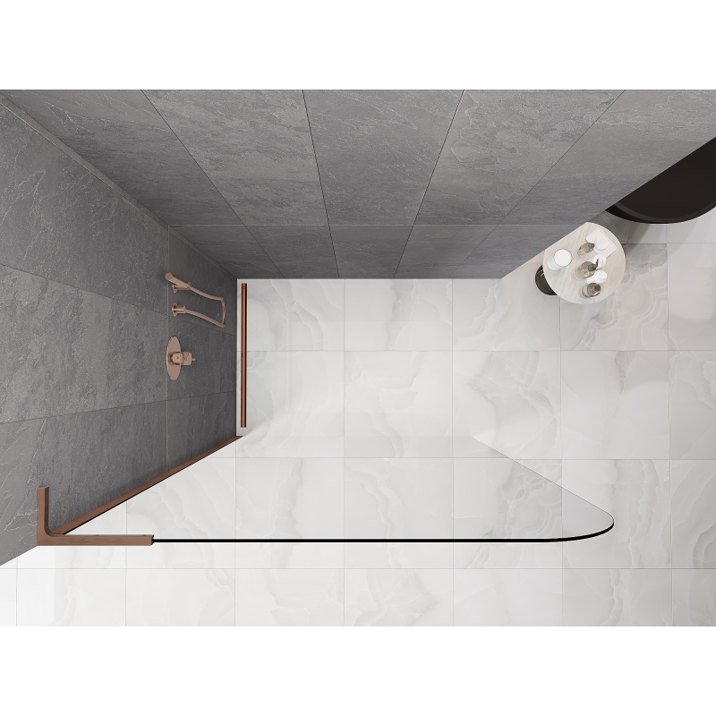 Mexen Kioto-P L dušo sienelė Walk-in 110 x 200 cm, skaidri 8 mm, šlifuota varis - 800-110-103-65-00-P