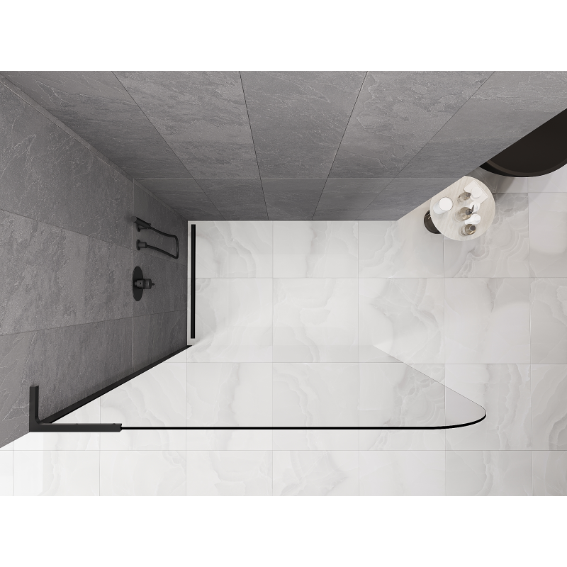 Mexen Kioto-P L Dušo pertvara Walk-in 70 x 200 cm, permatomas 8 mm, juoda - 800-070-103-70-00-P