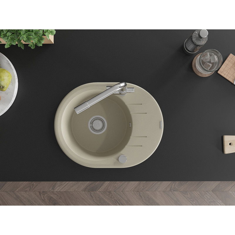 Mexen Kevin granitinis kriauklė vienos kameros su nusausintuvu ir virtuvine maišytuvu Duero, smėlinė - 6517-69-671600-00