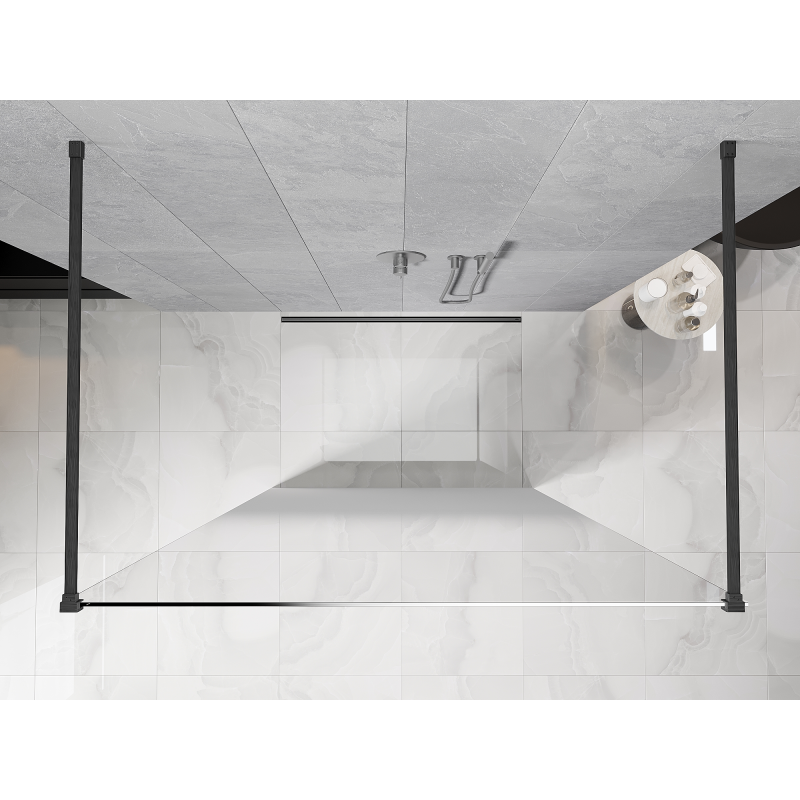 Mexen Kioto laisvai stovinti dušo sienelė 140 x 200 cm, ombre balta 8 mm, gun gray šlifuota - 800-140-002-66-86