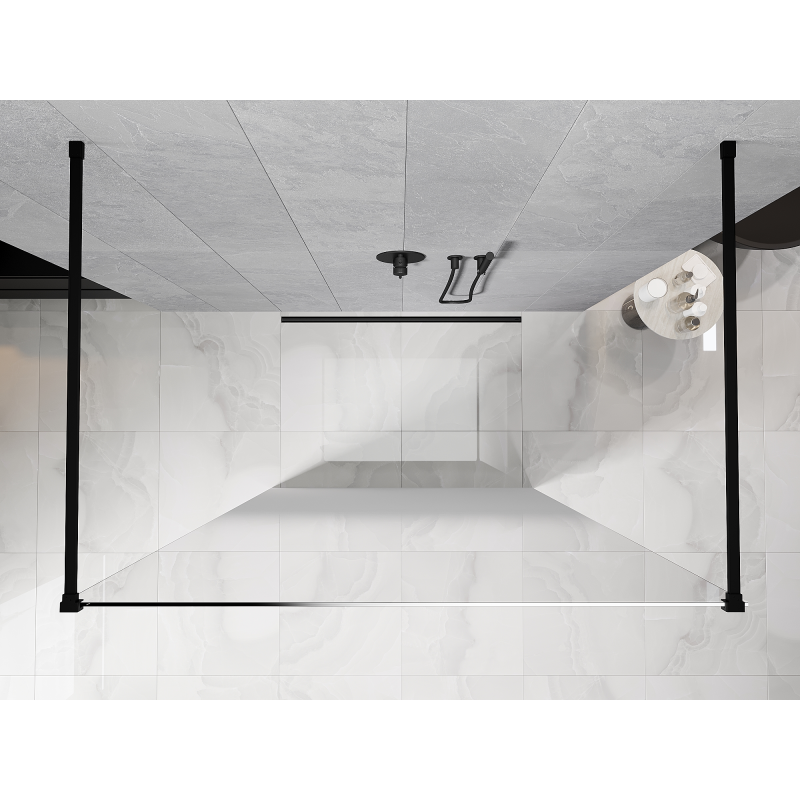 Mexen Kioto laisvai stovinti dušo siena 120 x 200 cm, ombre balta 8 mm, juoda - 800-120-002-70-86
