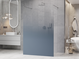 Mexen Kioto laisvai pastatoma dušo siena 150 x 200 cm, mėlyna ombre 8 mm, chromas - 800-150-002-01-46